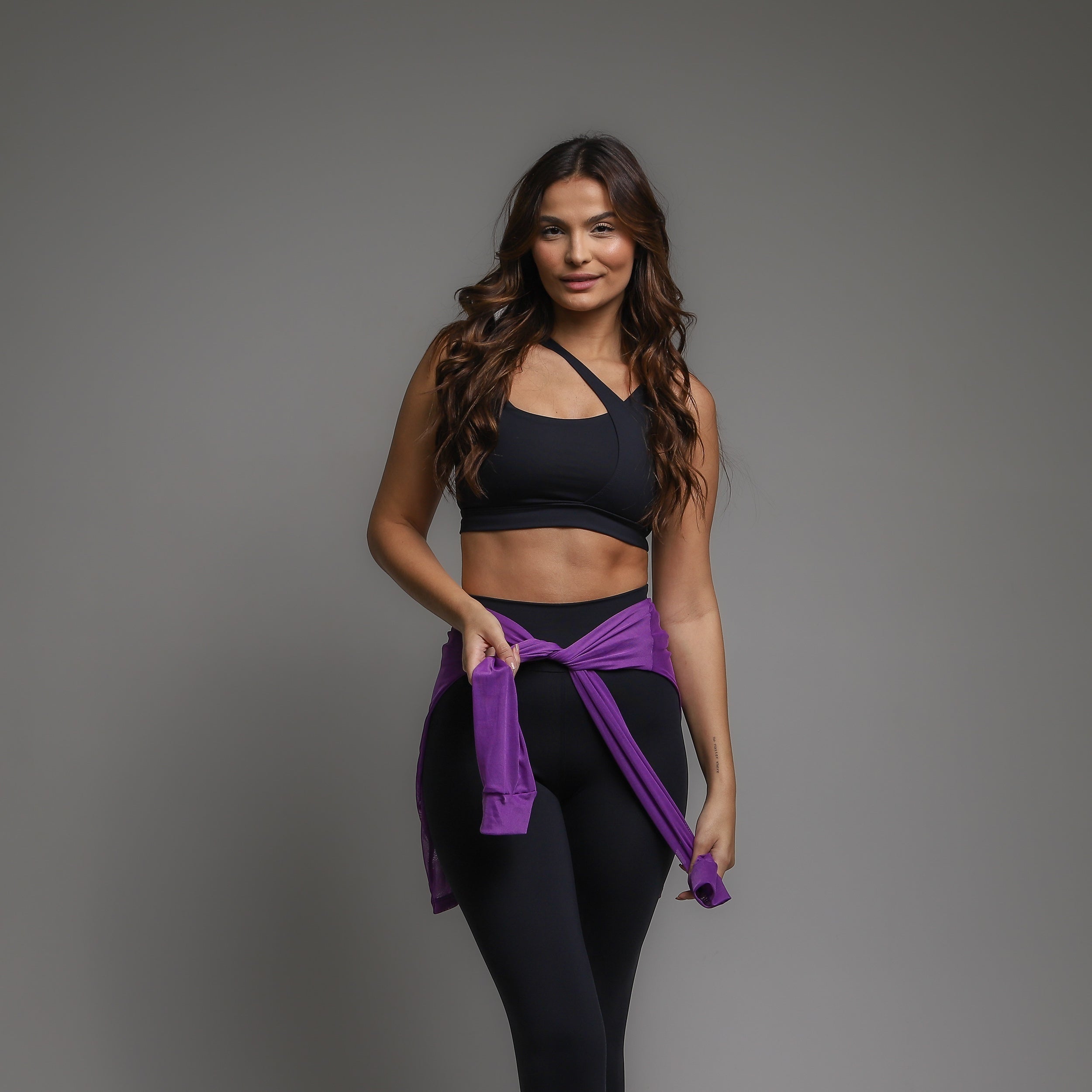 Blusa Tule Manga Longa Violeta