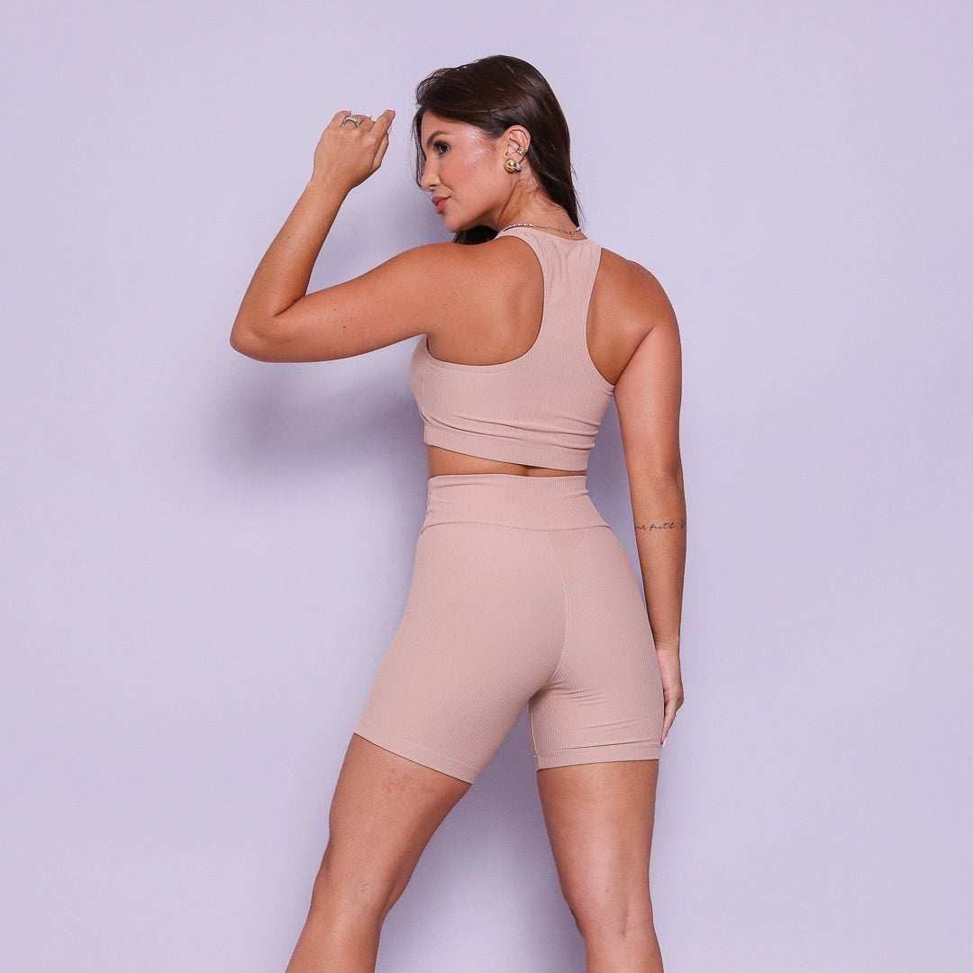 Conjunto Short e Top Nadador Beige Flow